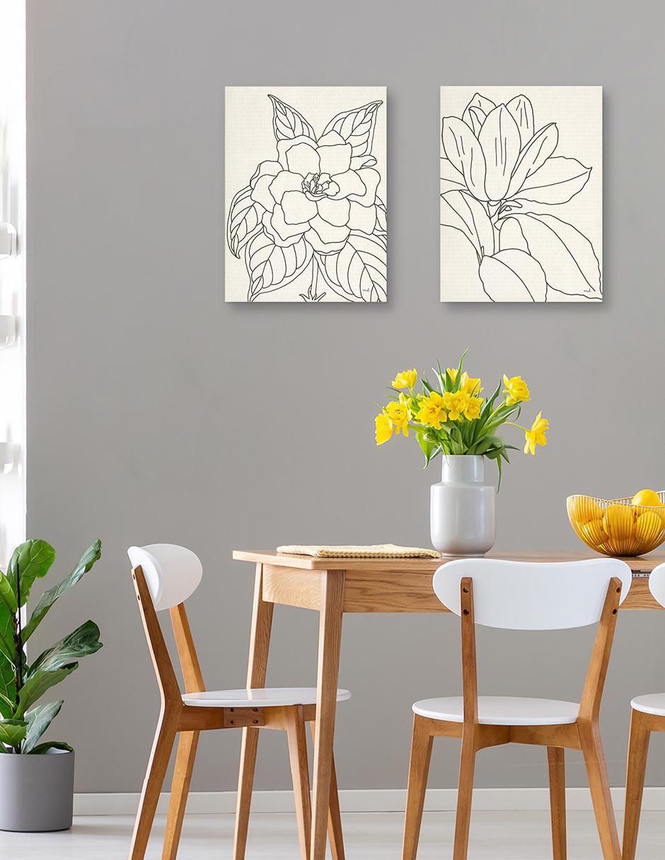 Pintura Cultivo de dibujo de línea de gardenia técnica mixta 3