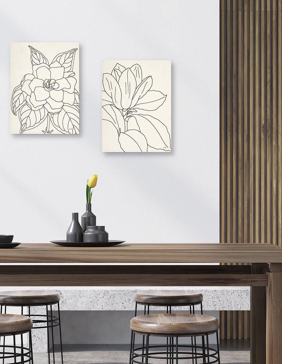 Pintura Cultivo de dibujo de línea de gardenia técnica mixta 4