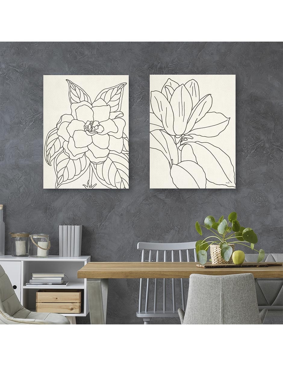 Pintura Cultivo de dibujo de linea de gardenia técnica mixta 2
