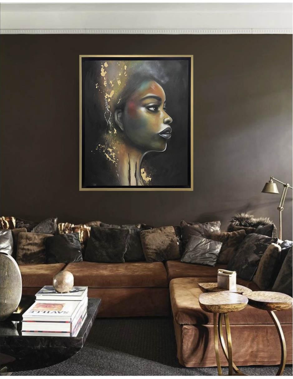 Pintura Adamari técnica mixta Hoja de oro 2
