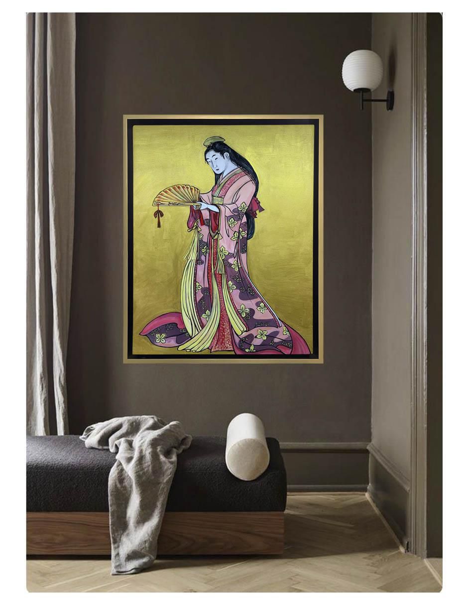 Pintura Geisha técnica acrílico 2
