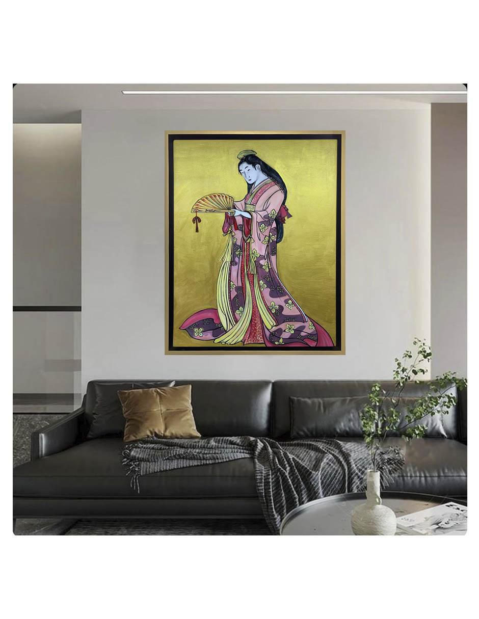 Pintura Geisha técnica acrílico 4