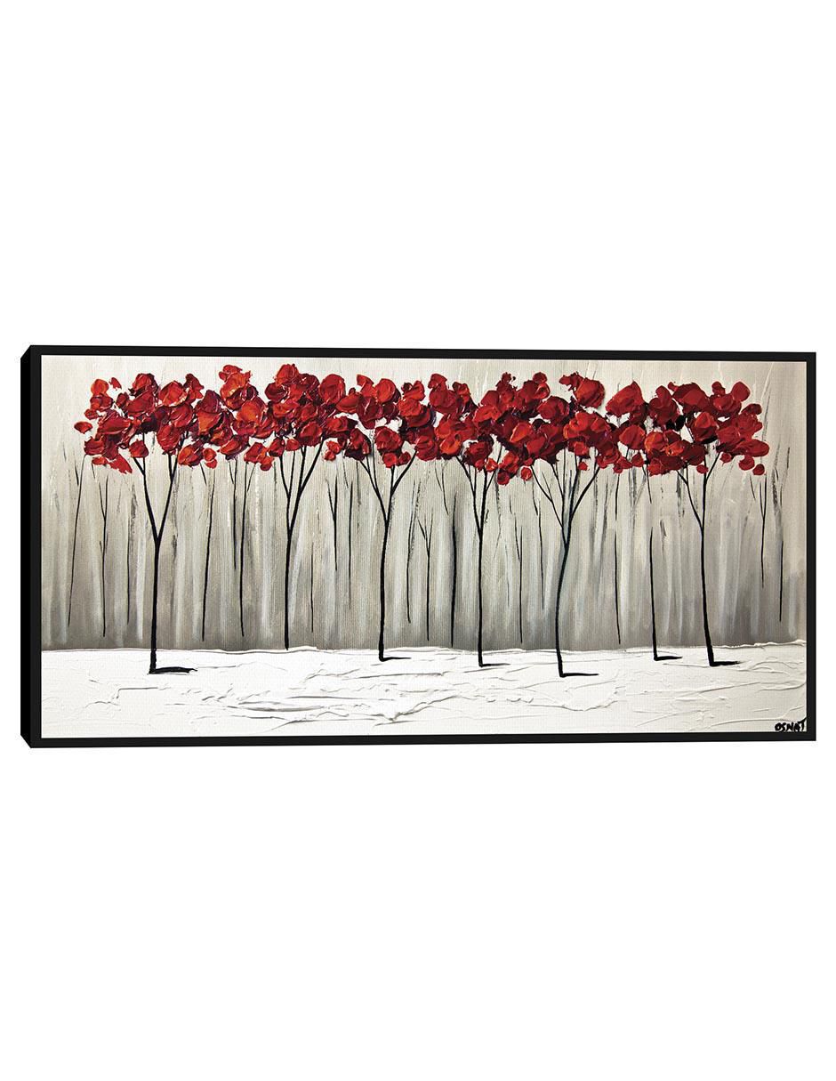 Pintura Cuando el verano y el invierno chocan técnica mixta Paisaje Floral