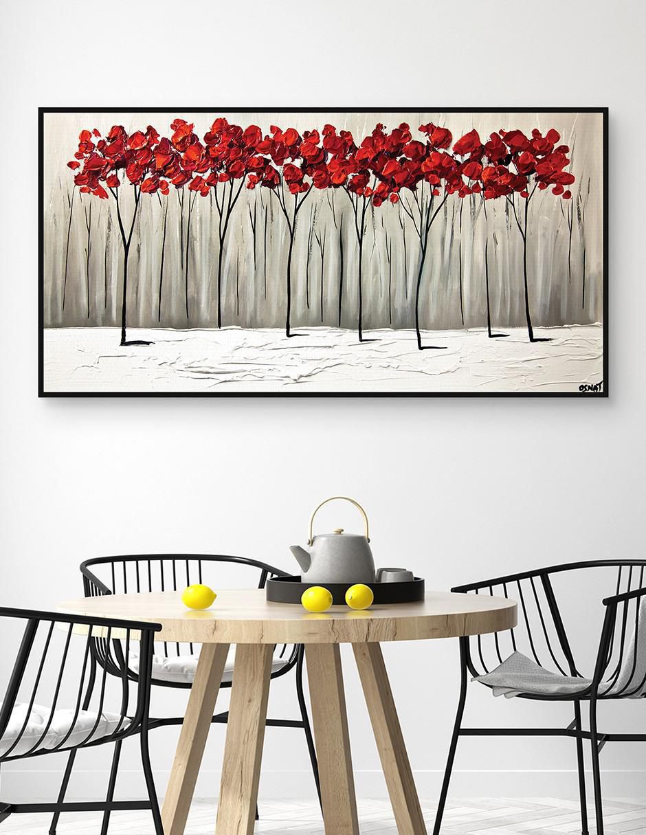 Pintura Cuando el verano y el invierno chocan técnica mixta Paisaje Floral 2