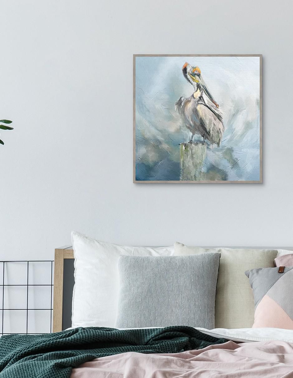 Pintura Encaramado en el paraíso técnica mixta Animal Pelícano 4