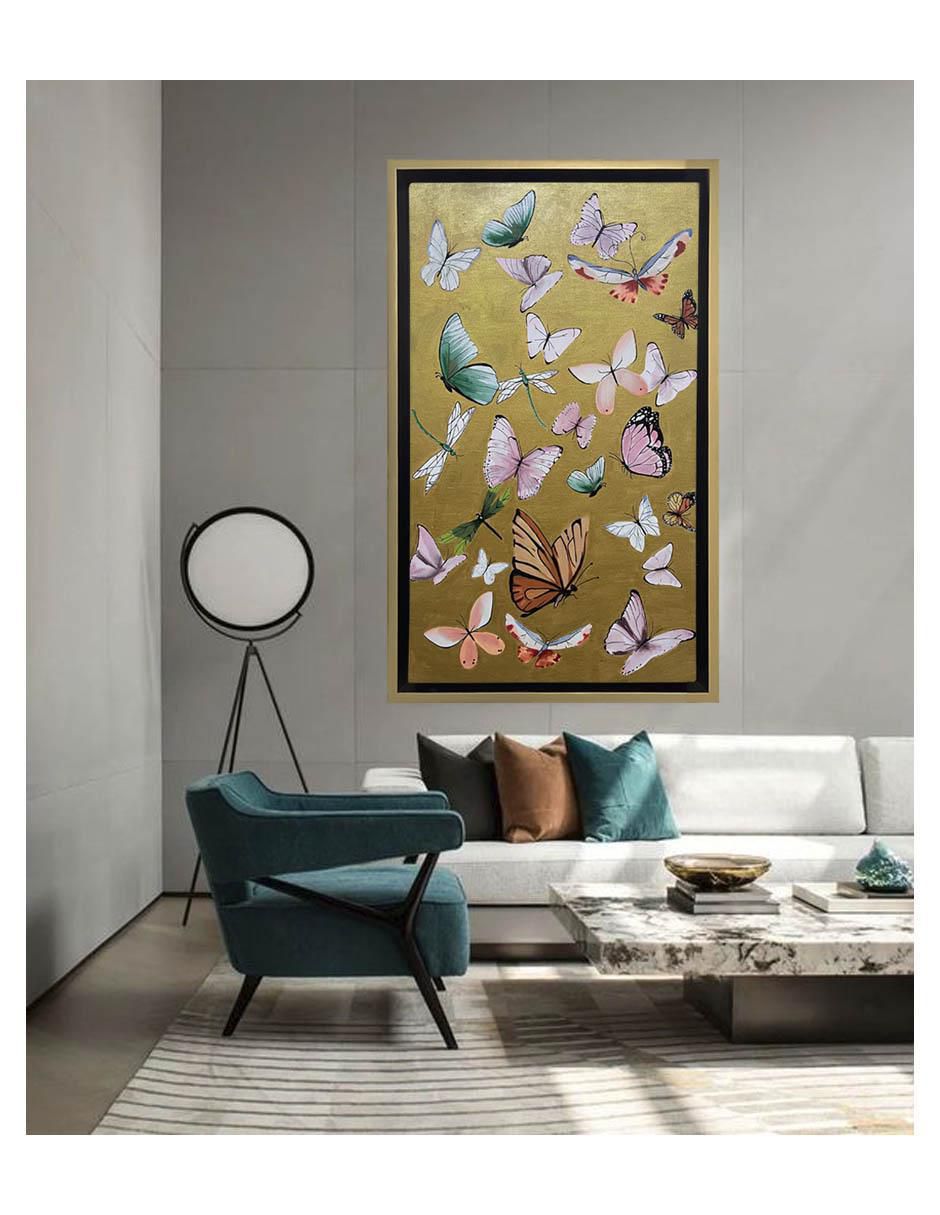 Pintura Golden Butterfly II técnica acrílico AnimalArt 4