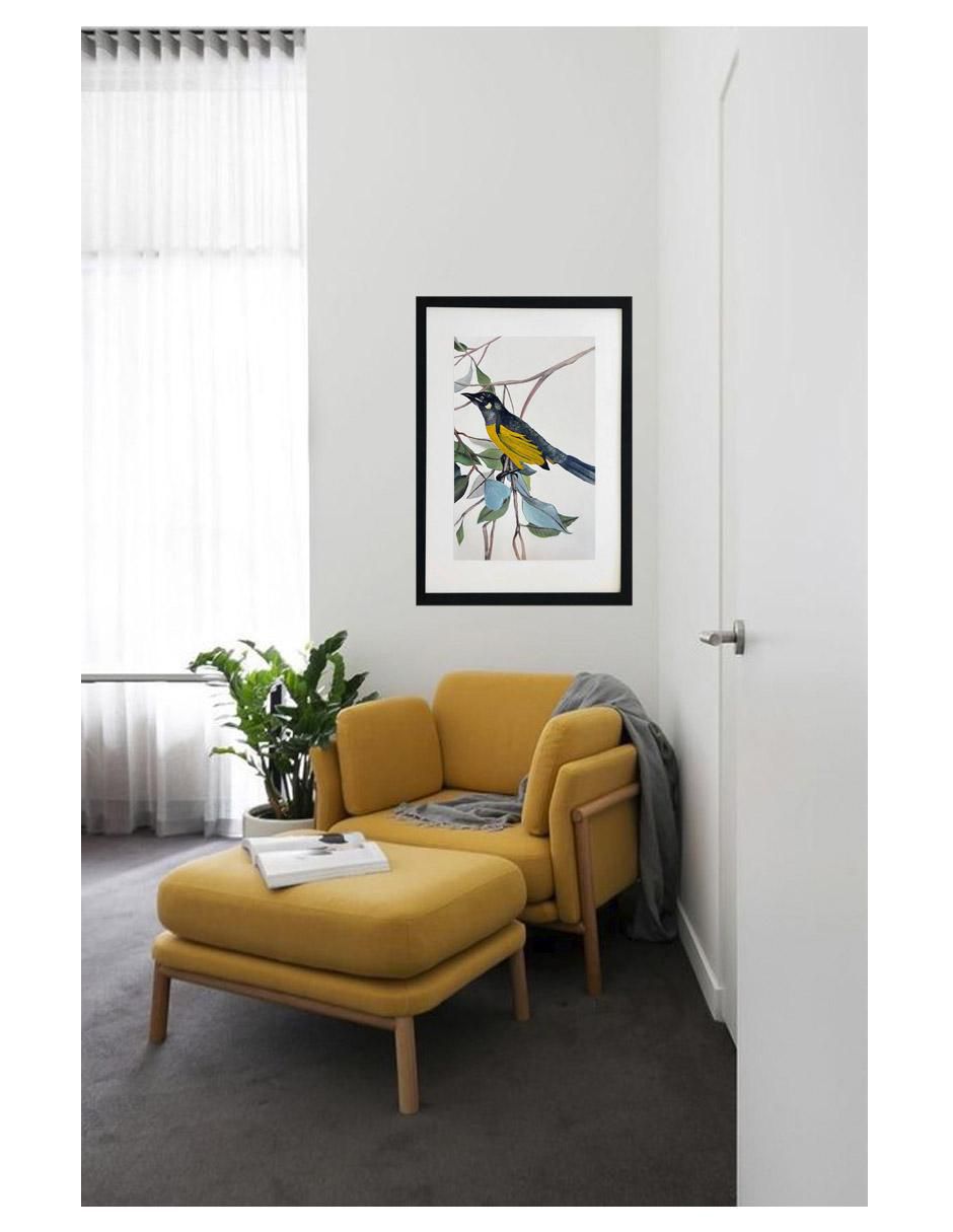 Pintura Yellow Bird técnica acrílico AnimalArt 2