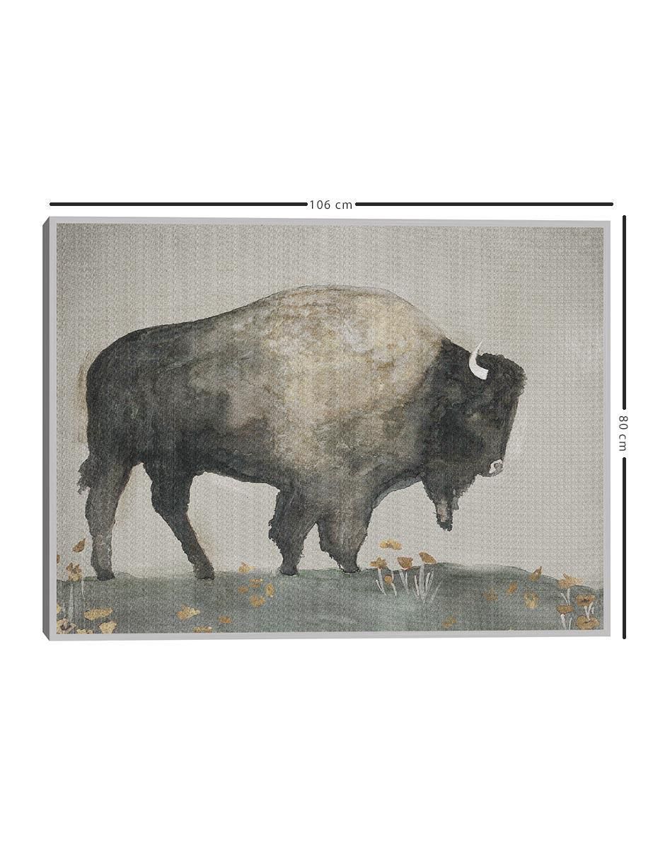 Pintura Bufalo en amapolas técnica mixta 5