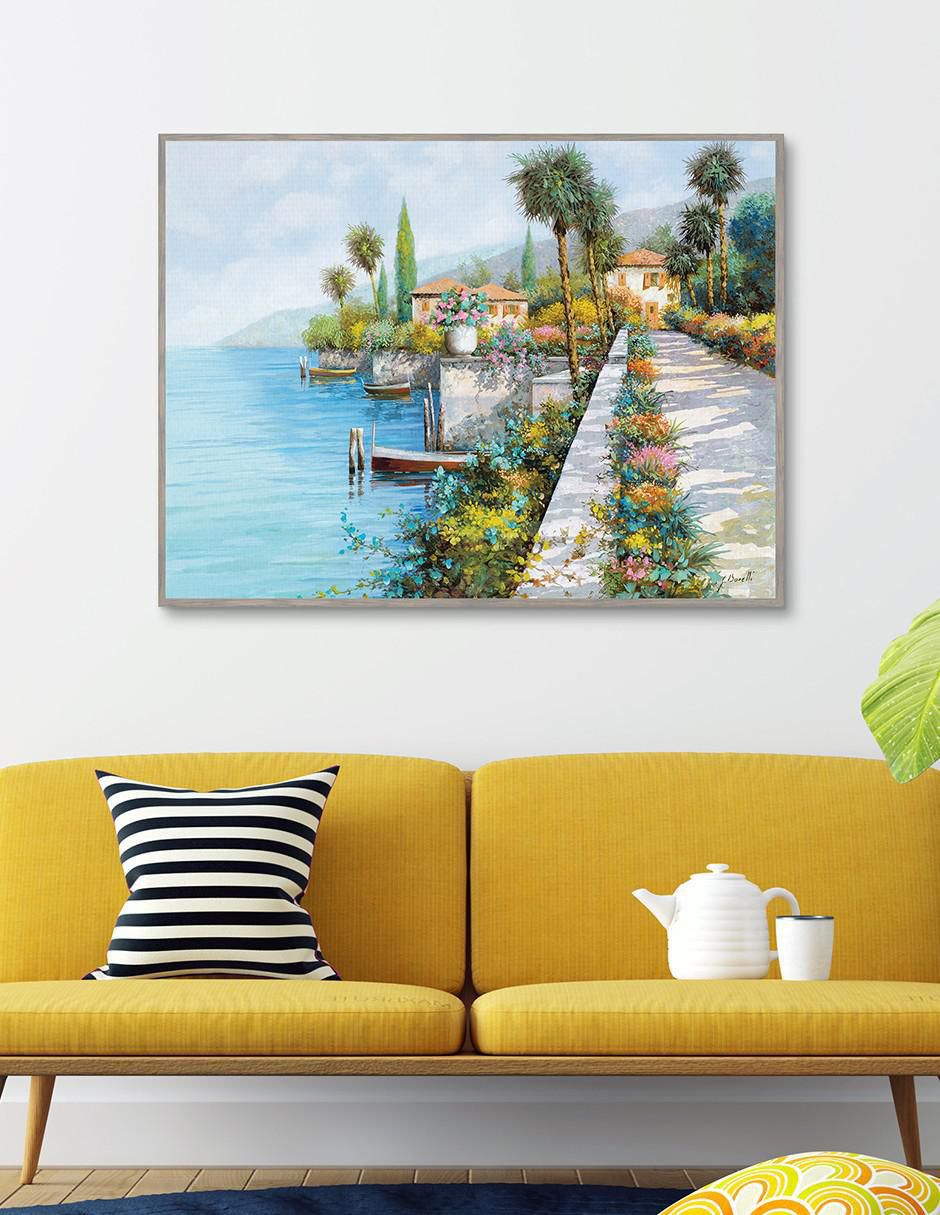 Pintura Lungo lago técnica mixta 2