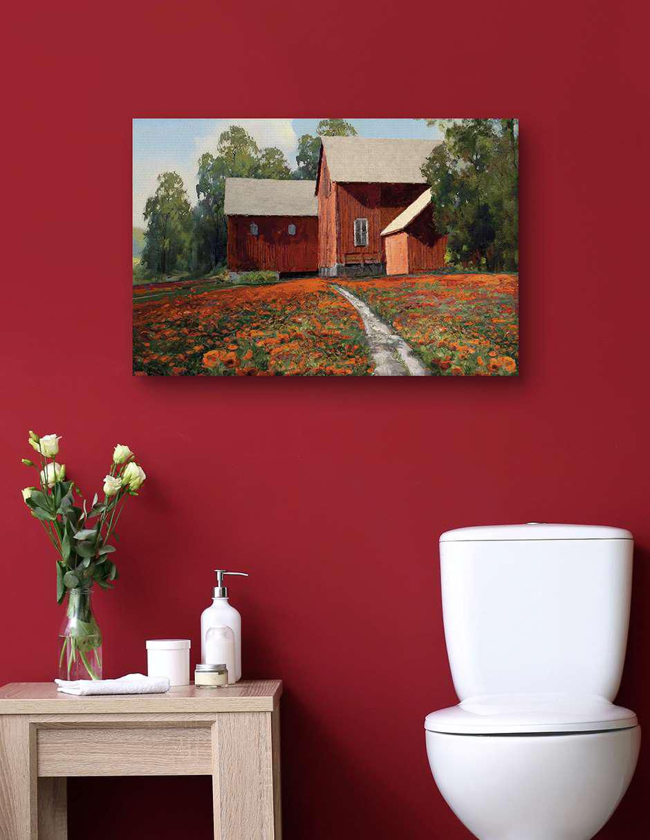 Pintura Un parche de amapola técnica mixta Paisaje 4