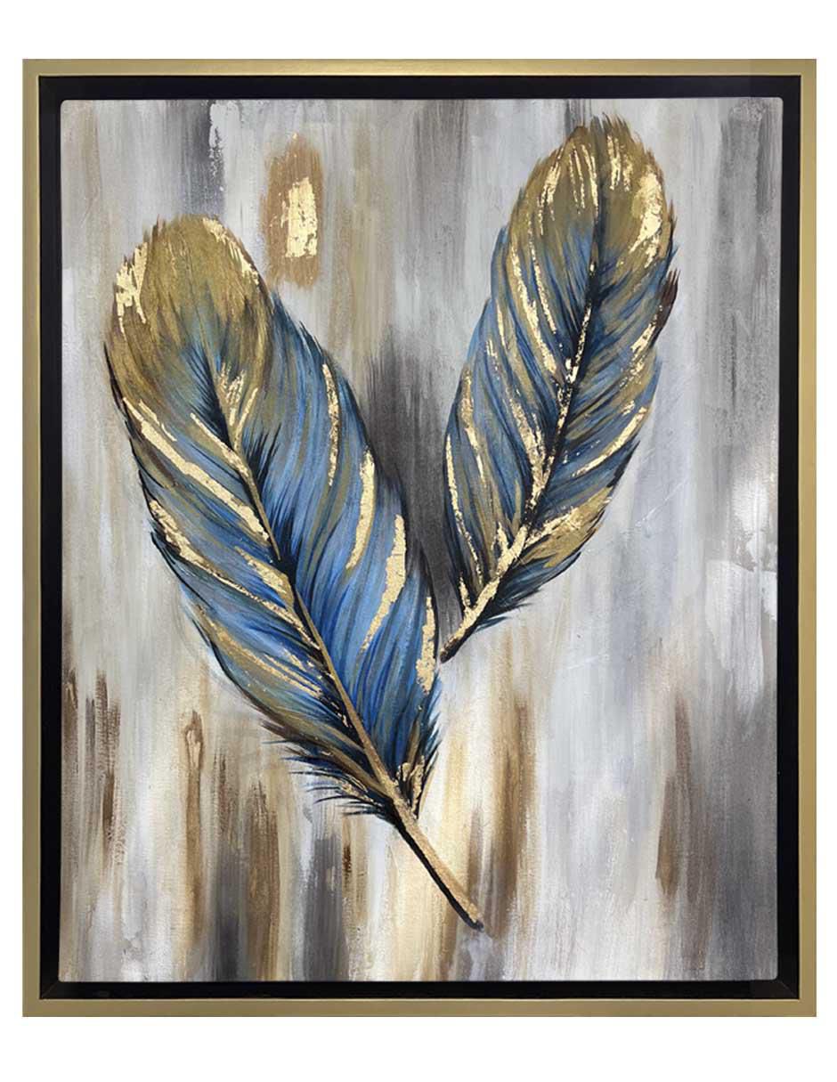 Pintura Gold Feathers II técnica acrílico