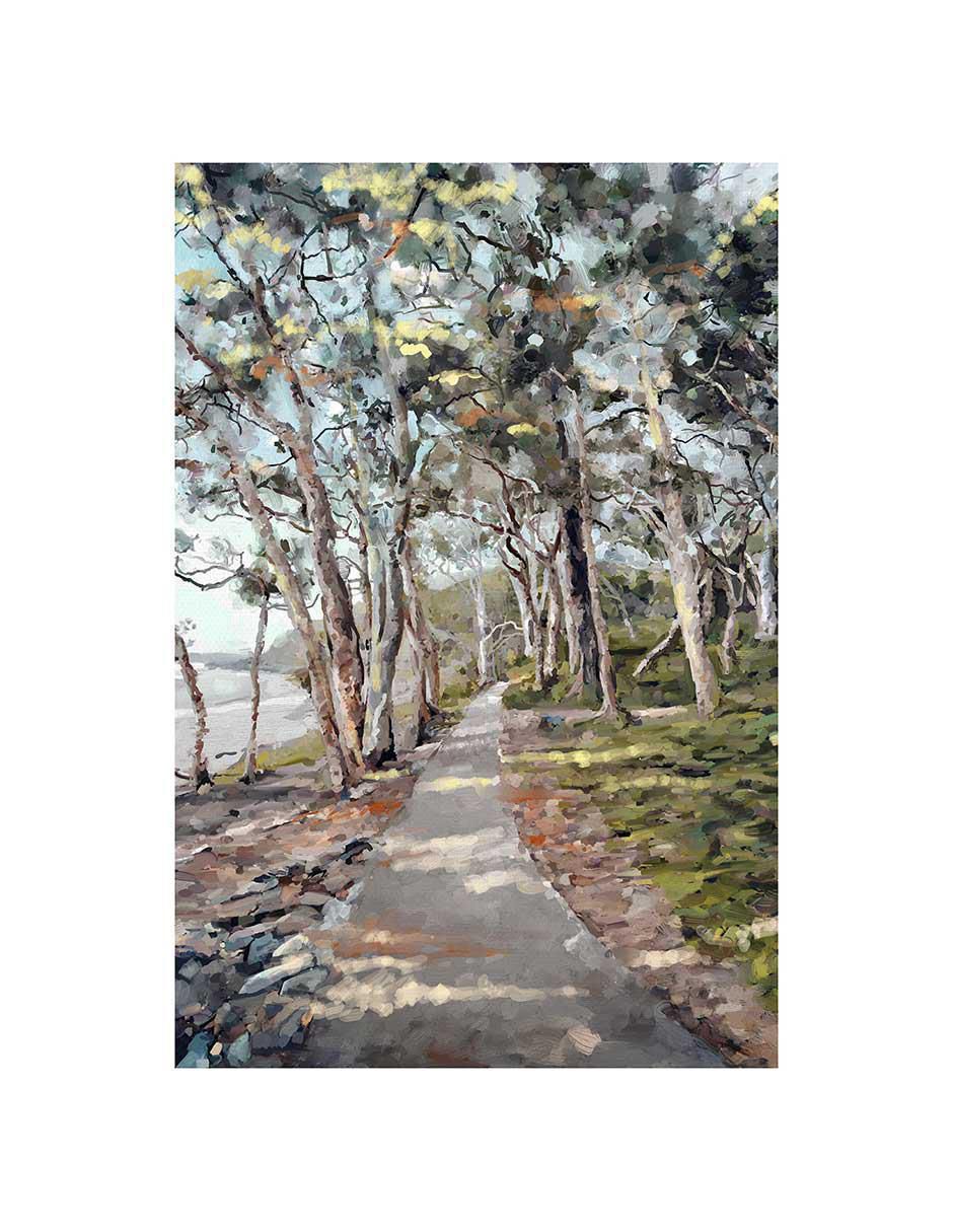 Pintura Camino del rio técnica mixta 2