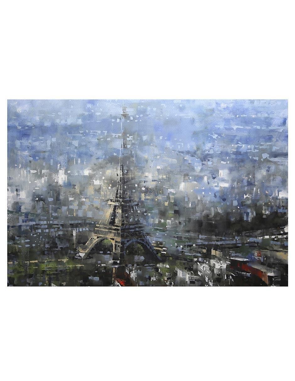 Pintura Paris azul técnica mixta Paisaje 2
