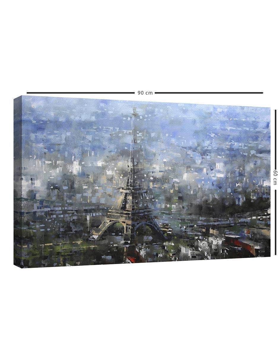 Pintura Paris azul técnica mixta Paisaje 5