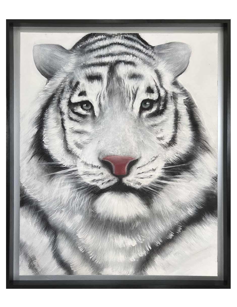 Pintura Tigre Blanco técnica mixta Animalart