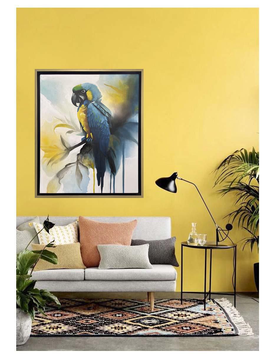 Pintura Perico técnica mixta Animalart 5