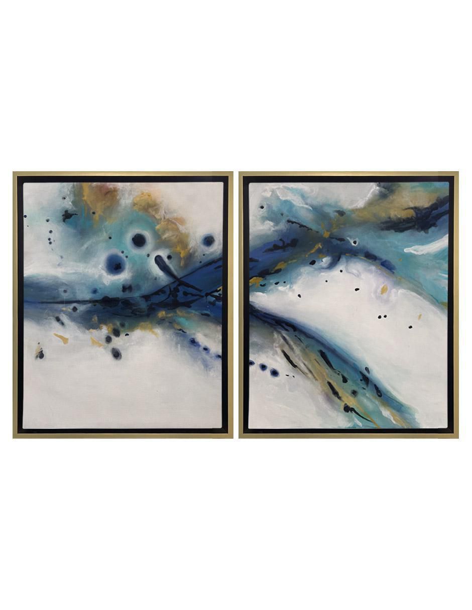 Set pinturas Díptico 4 Vistas Azul técnica acrílico Dípticos