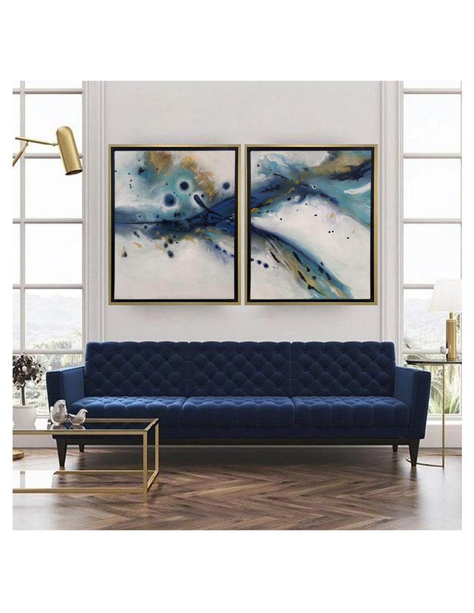 Set pinturas Díptico 4 Vistas Azul técnica acrílico Dípticos 3