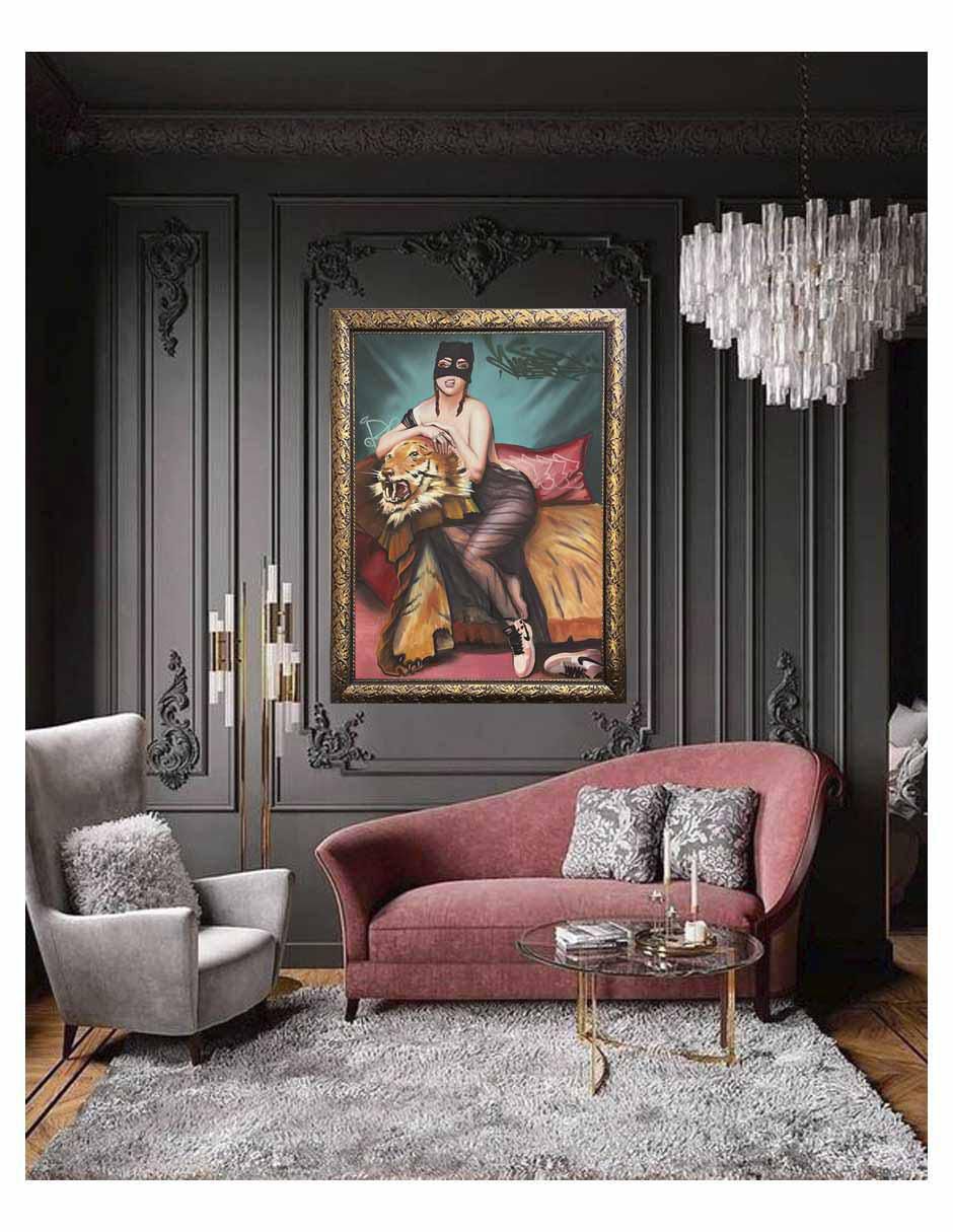 Pintura Keket en su sillón técnica óleo La verdadera cara de Keket 4