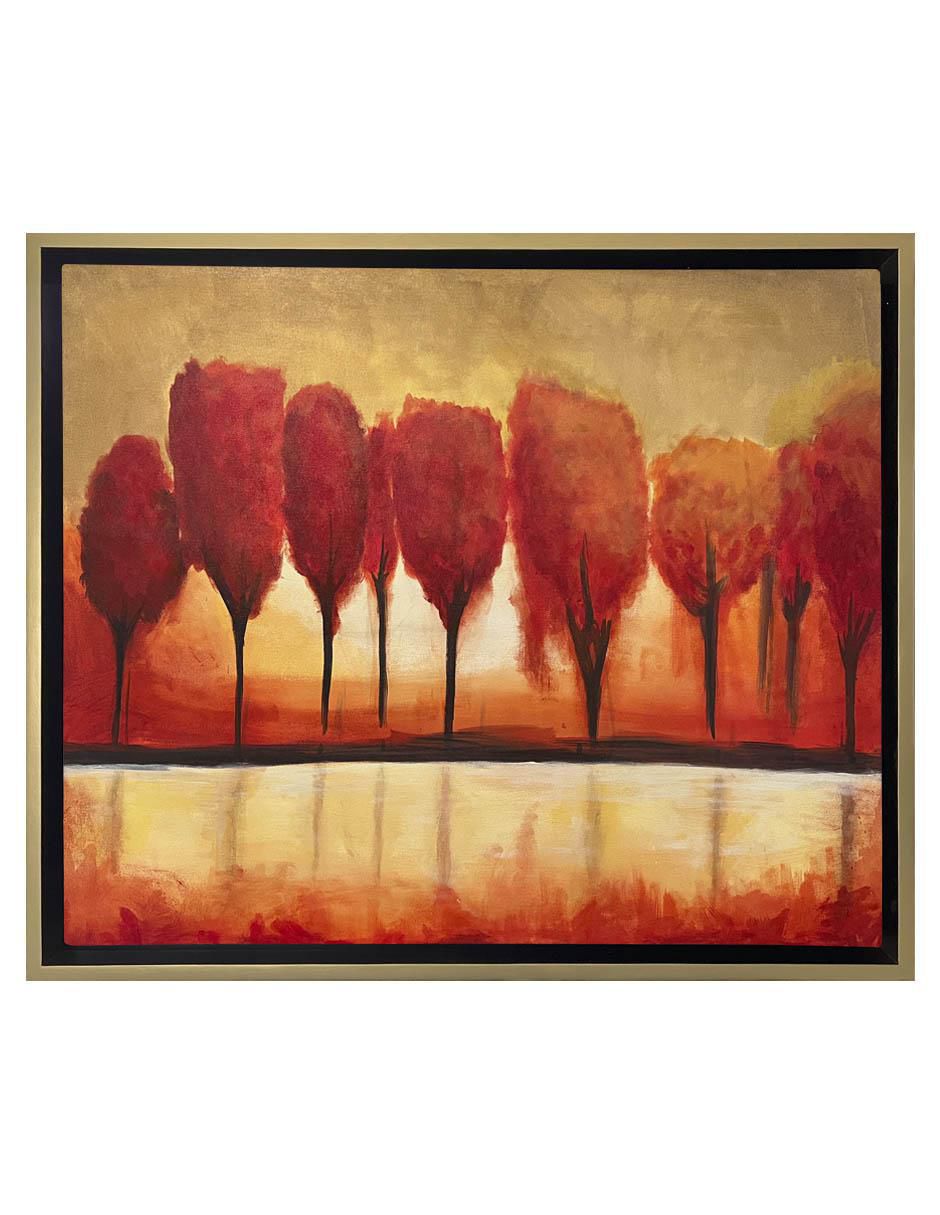Pintura Bosque Rojo técnica acrílico Paisajes