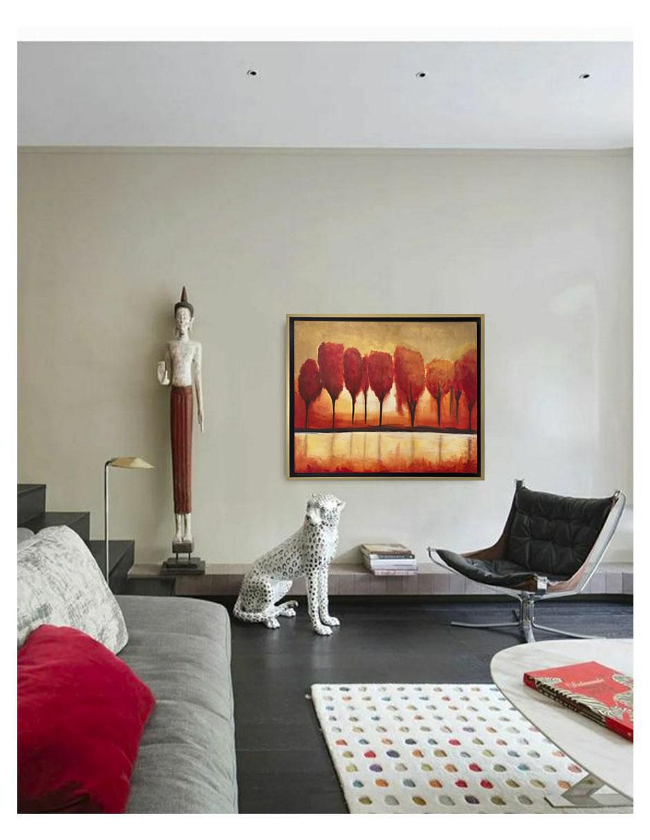 Pintura Bosque Rojo técnica acrílico Paisajes 3