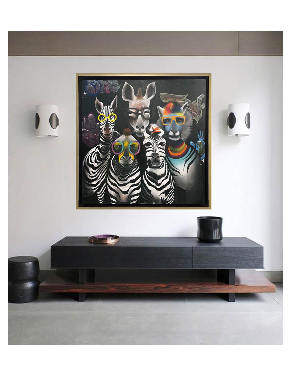 Pintura Intellectual Zebras técnica acrílico AnimalArt 3