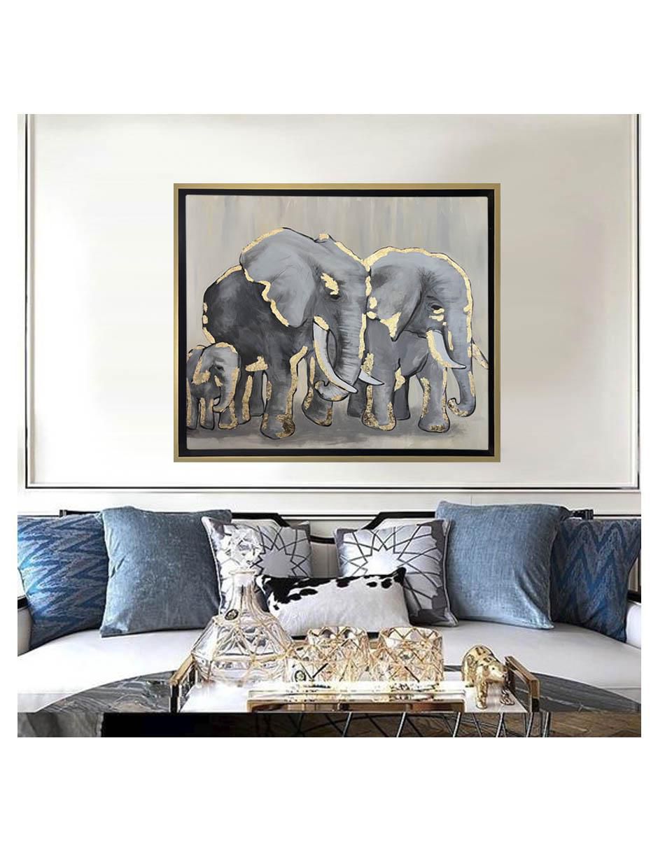 Pintura Family Elephant técnica acrílico AnimalArt 3