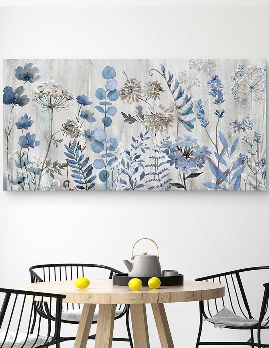 Pintura Sueño de la pradera azul técnica mixta Floral 2