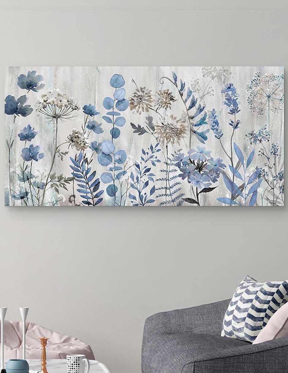 Pintura Sueño de la pradera azul técnica mixta Floral 3