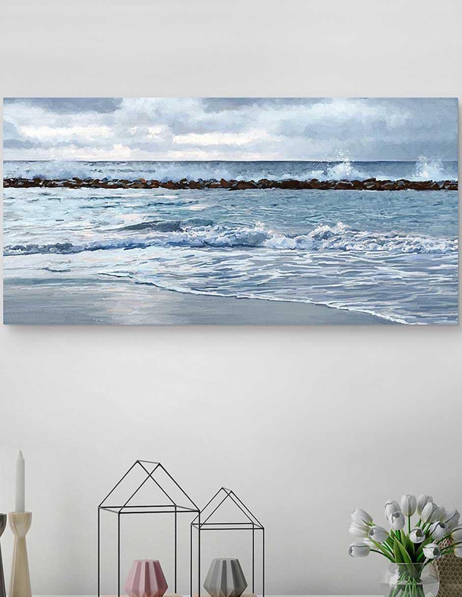 Pintura Luz de panel Sunrise Blues técnica mixta Paisaje 3