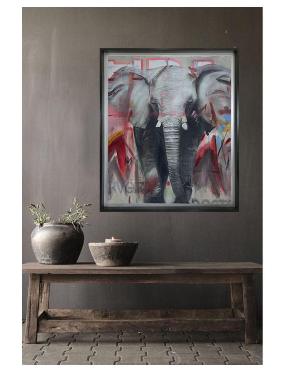 Pintura Save Me Elephant técnica acrílico Animalart 3