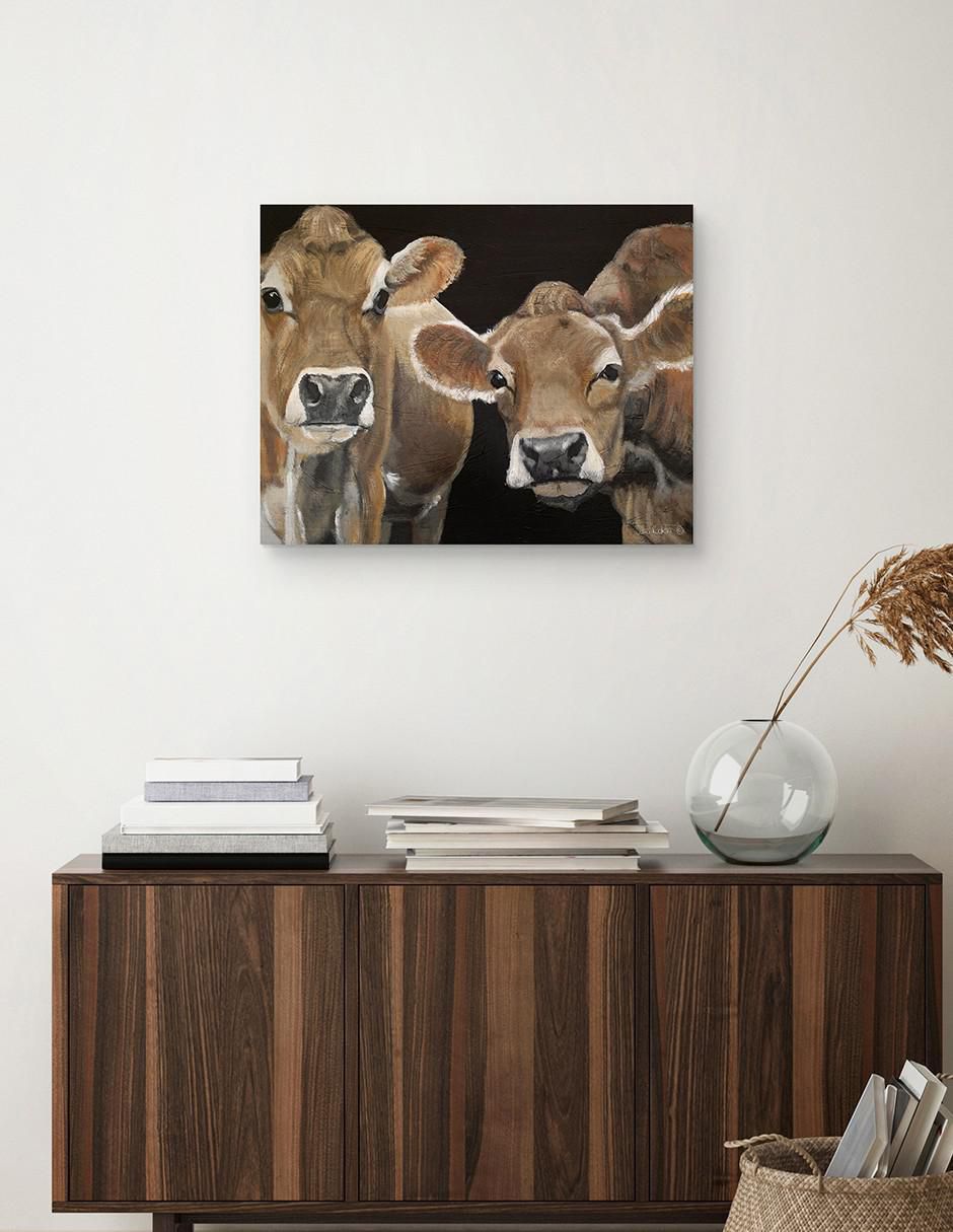 Pintura Hola Vacas técnica mixta Animales 2