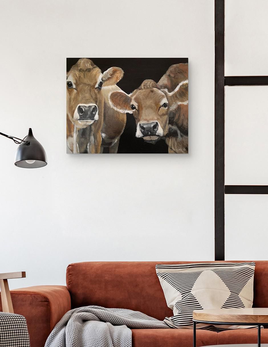 Pintura Hola Vacas técnica mixta Animales 3
