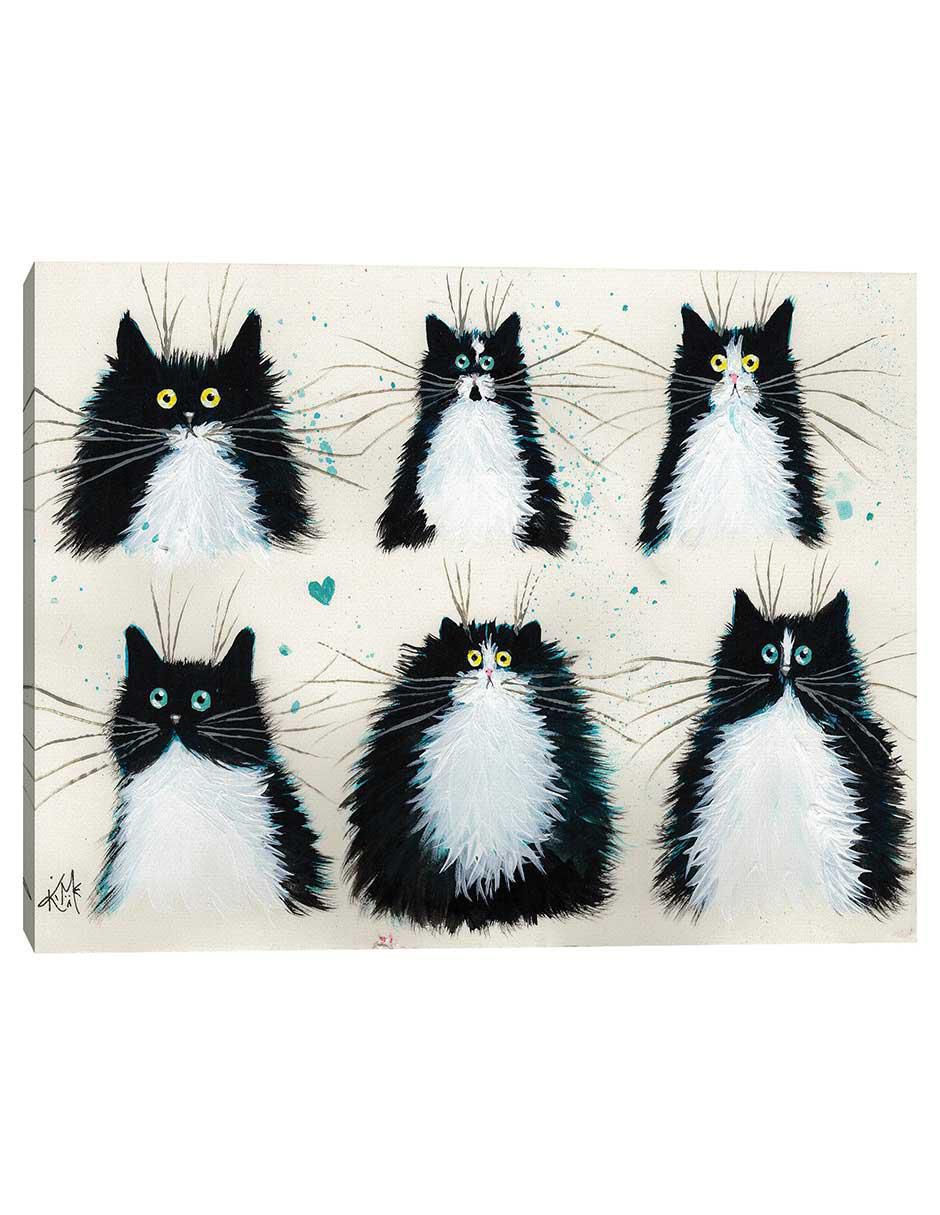 Pintura Esmoquin Gatos técnica mixta Animales