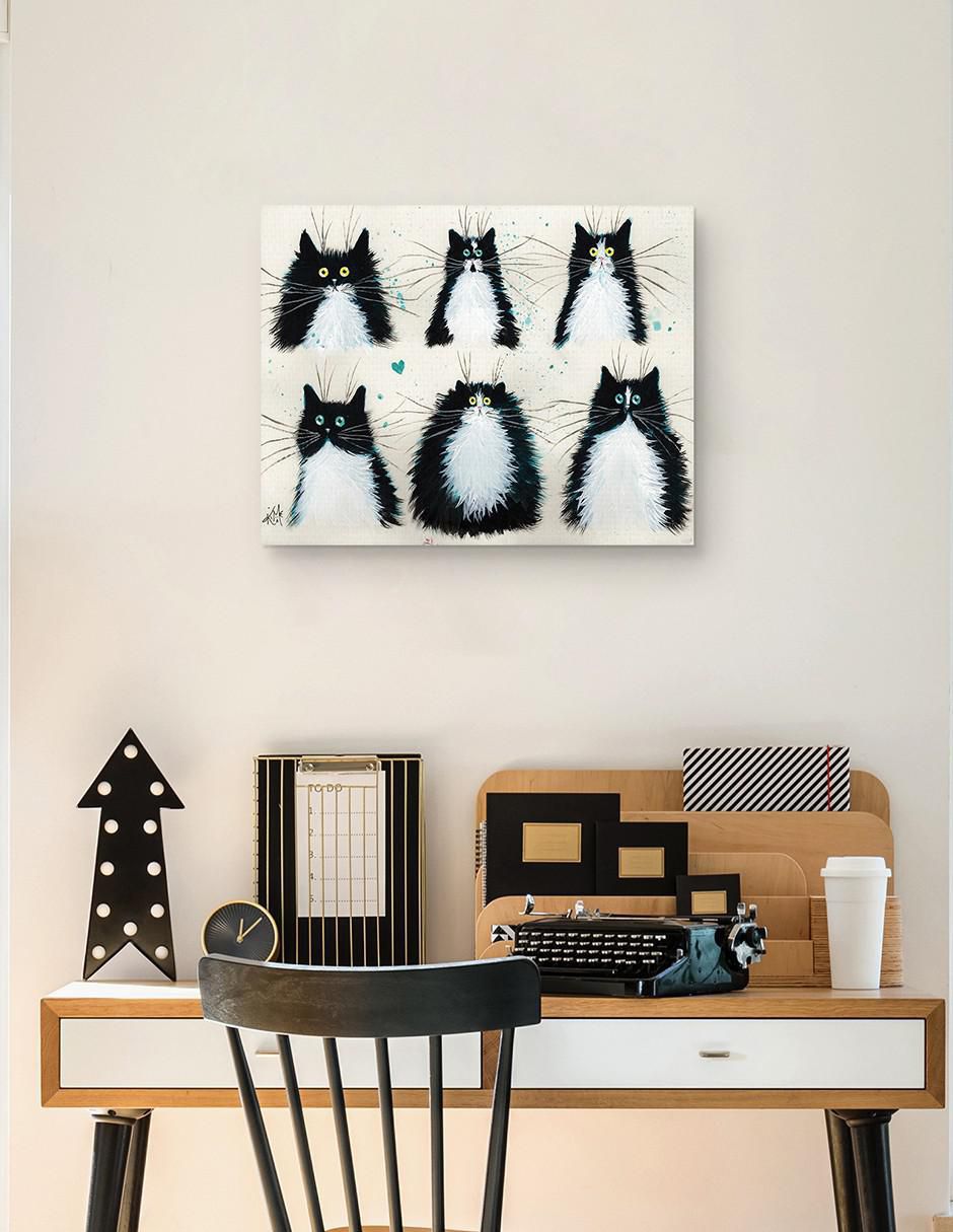 Pintura Esmoquin Gatos técnica mixta Animales 3