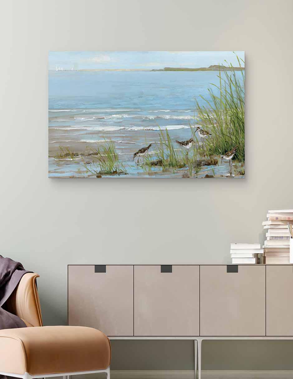 Pintura Playa Sandpiper técnica mixta Costa 3
