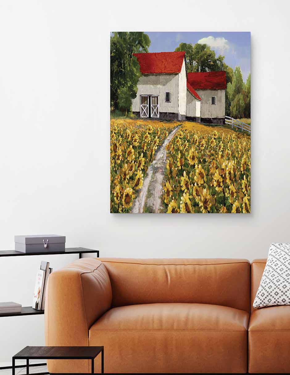 Pintura Ruta del Girasol técnica mixta Paisaje 3