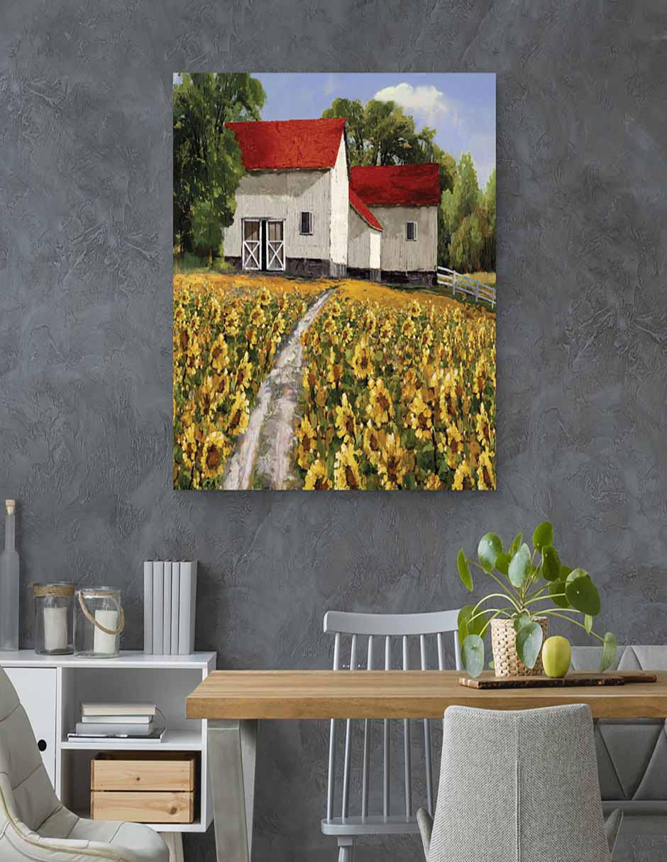 Pintura Ruta del Girasol técnica mixta Paisaje 4