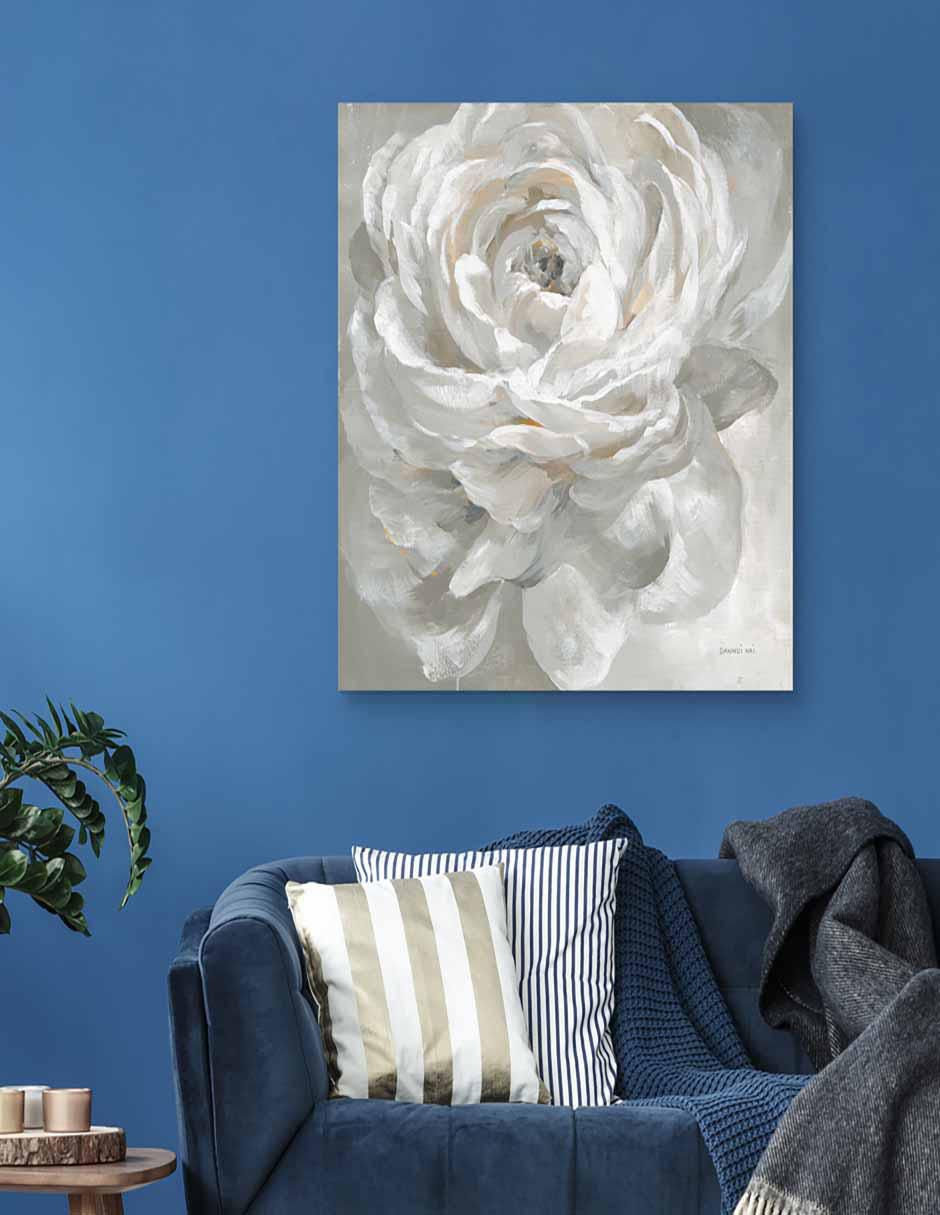 Pintura Rosa Blanca técnica mixta Floral 2