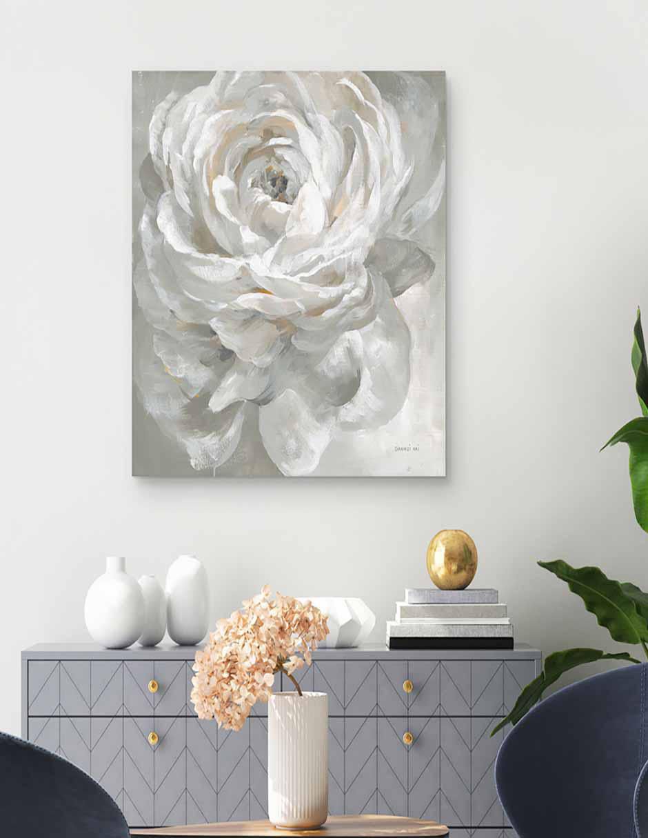 Pintura Rosa Blanca técnica mixta Floral 3