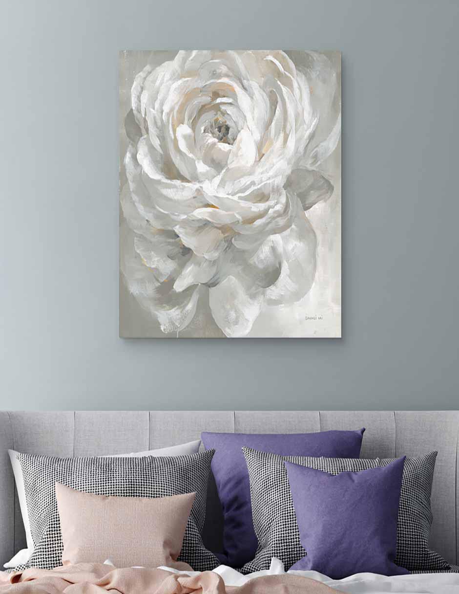 Pintura Rosa Blanca técnica mixta Floral 4