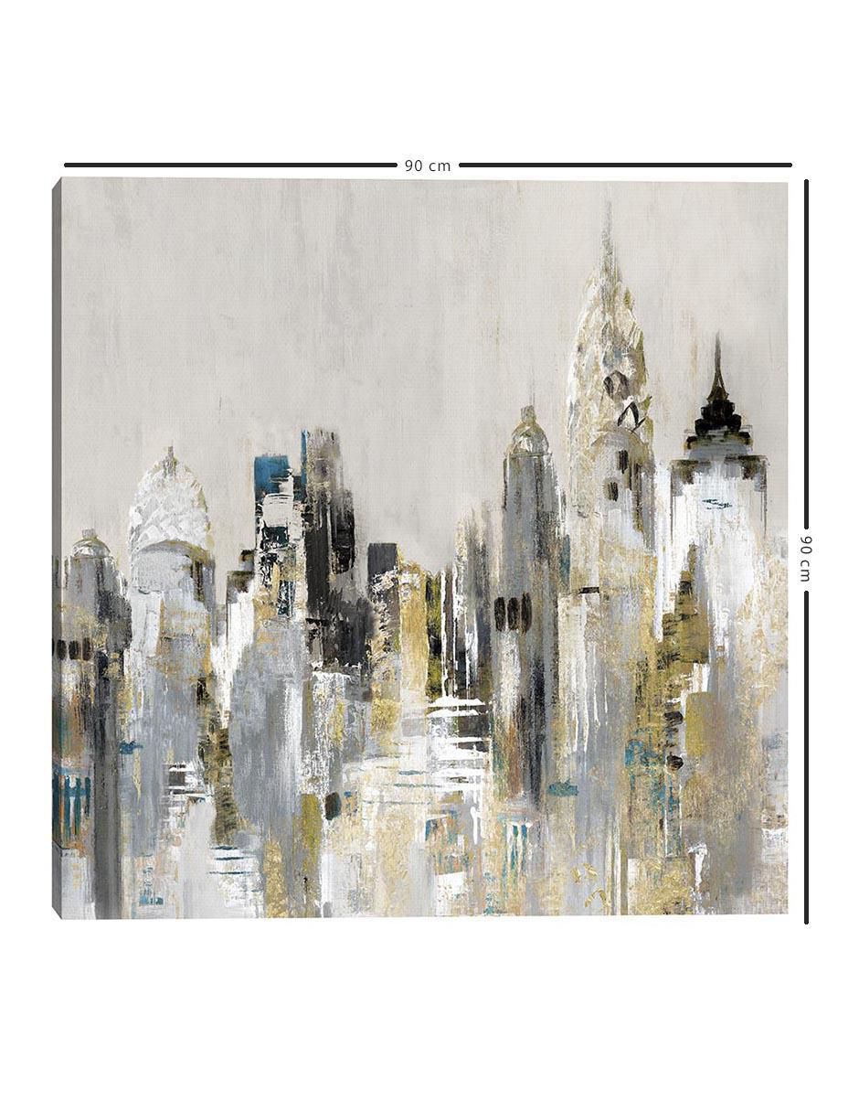 Pintura Paisaje urbano dorado técnica mixta Paisaje 5