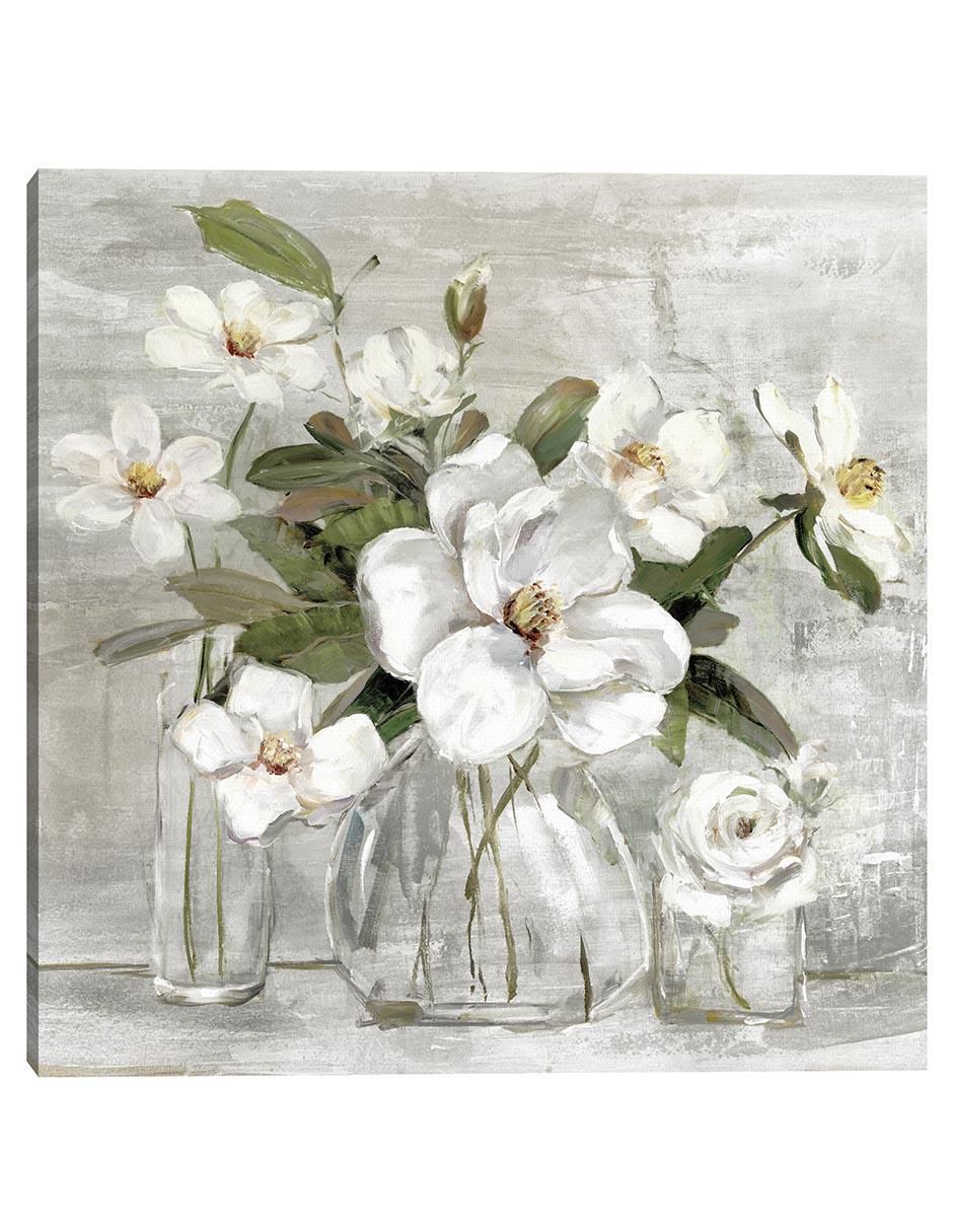 Pintura Magnolias románticas técnica mixta Floral