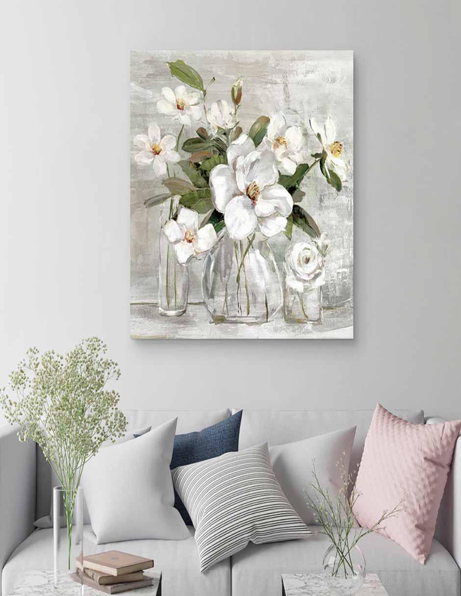 Pintura Magnolias románticas técnica mixta Floral 3