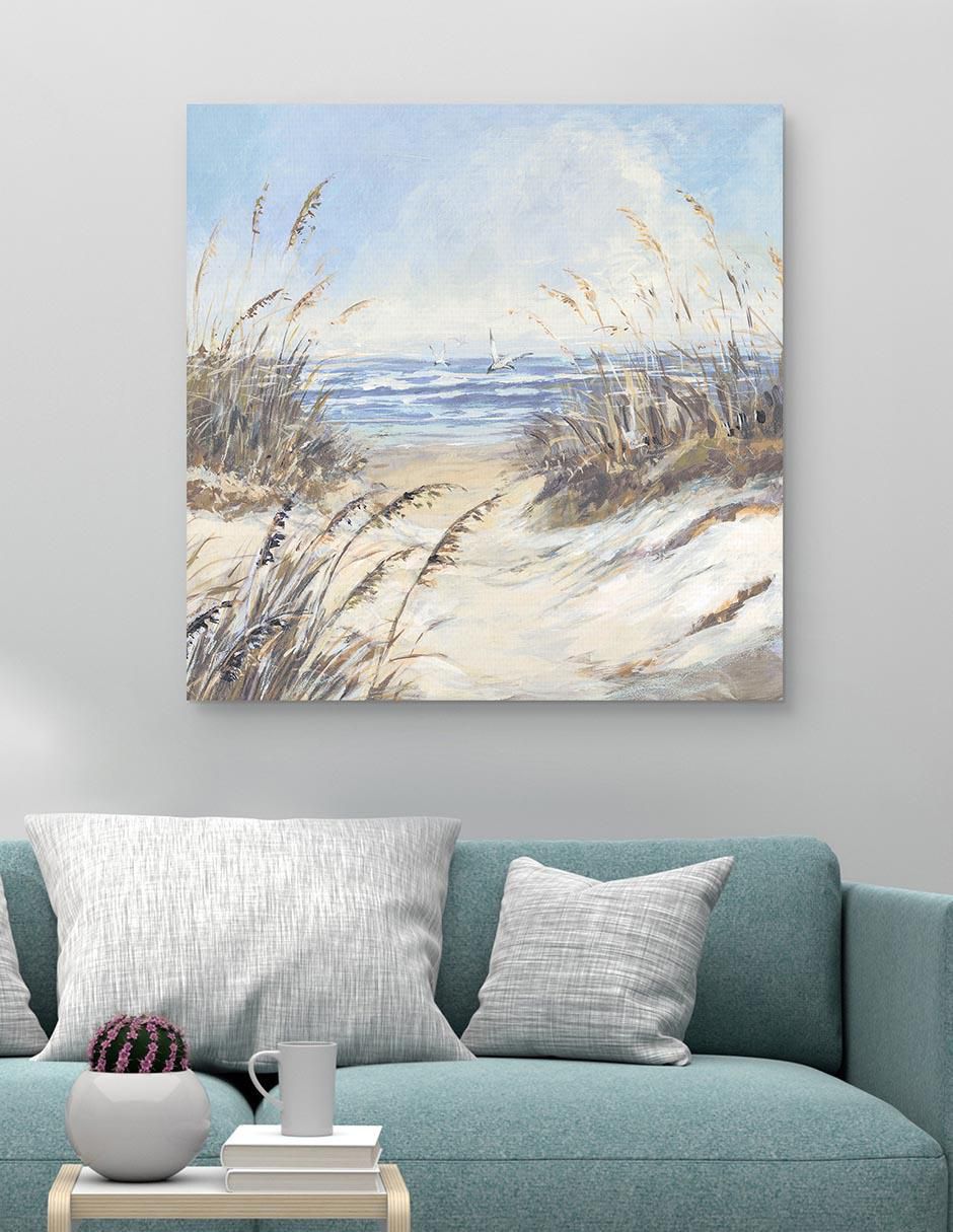 Pintura Gaviotas de hierba de playa técnica mixta Costa 4