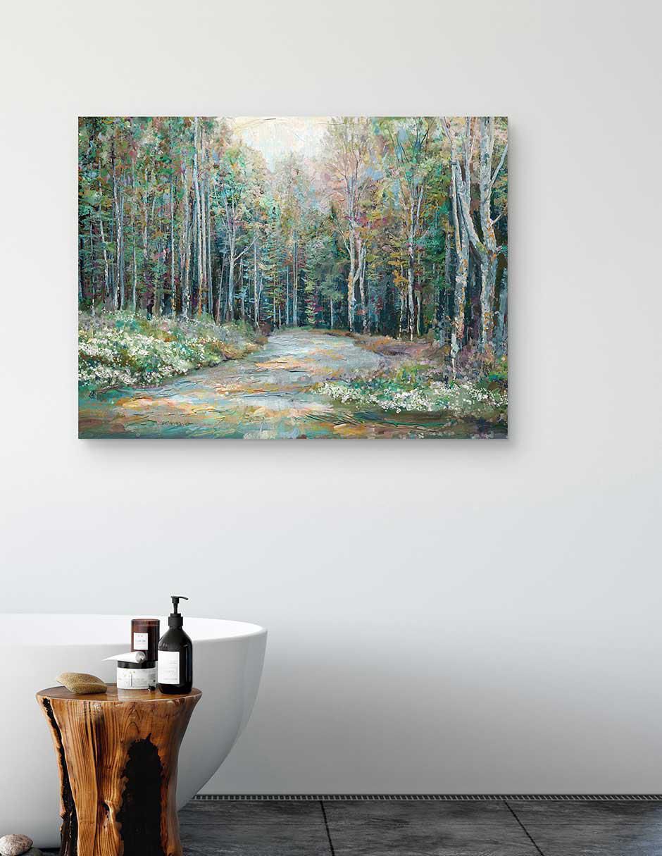 Pintura Sendero de Primavera técnica mixta Paisaje 4