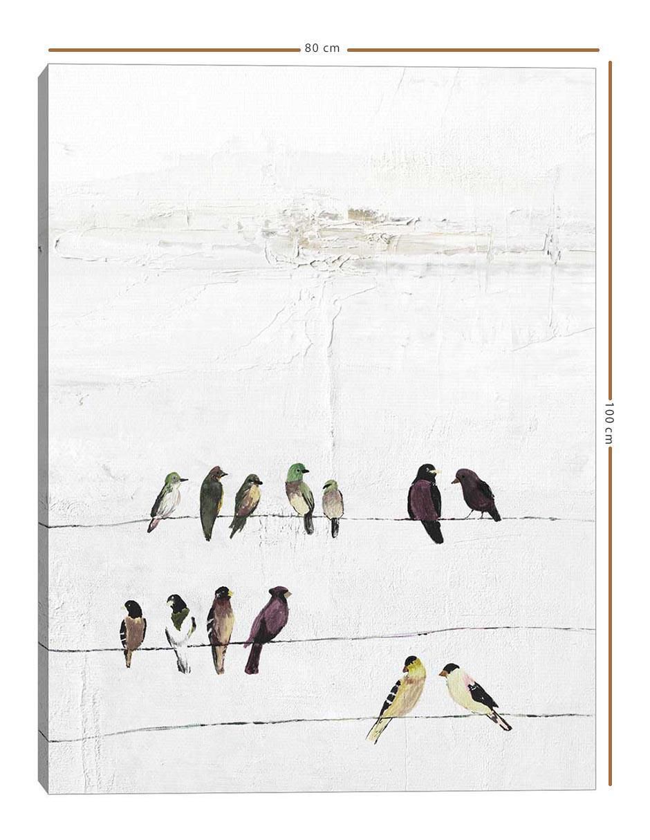 Pintura Pájaros en un alambre técnica mixta Animales 5
