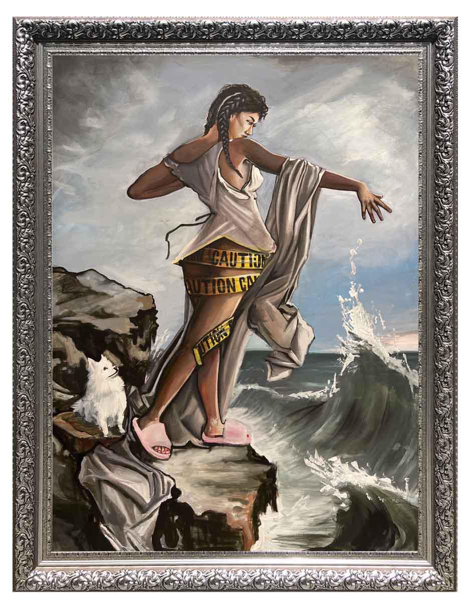 Pintura La del Muelle de San Blas técnica mixta Surrealismo