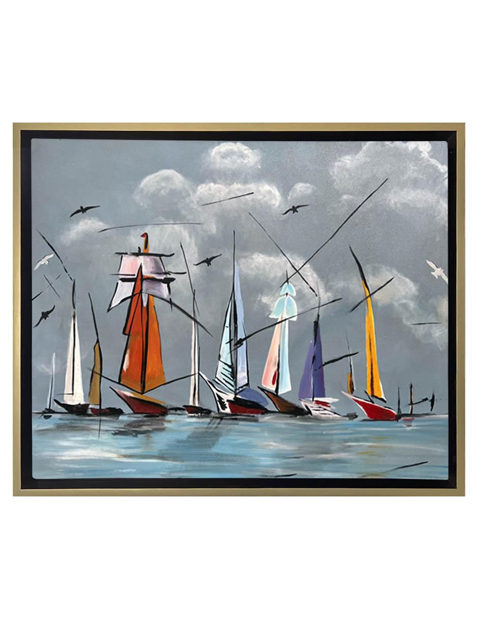 Pintura Veleros Iv técnica acrílico Mar