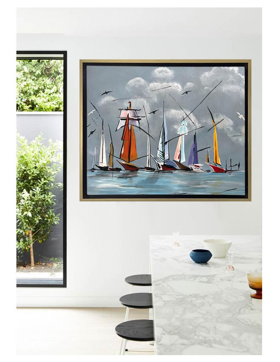 Pintura Veleros Iv técnica acrílico Mar 2